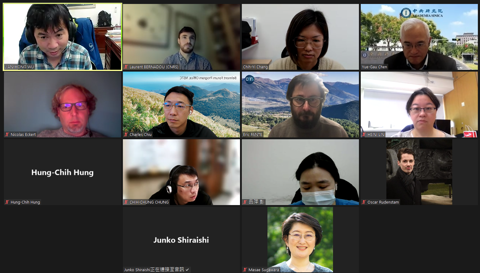 Resilience Scoping Workshop in Asia 線上會議畫面，多名國際學者與專家透過視訊參與，討論災害韌性與風險管理議題。